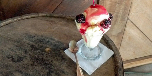 Blackberry wine syrup is everything on an ice cream sundae