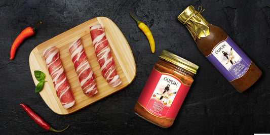 Stuff bacon-wrapped chicken breast with Duplin's Famous Cheese Dip