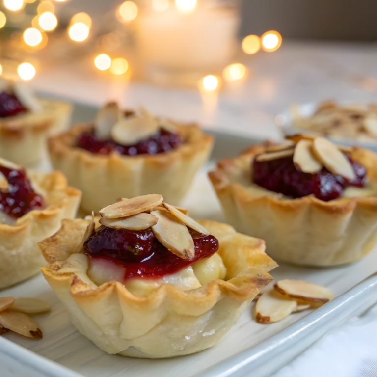 Christmas Wine Jelly Brie Bites