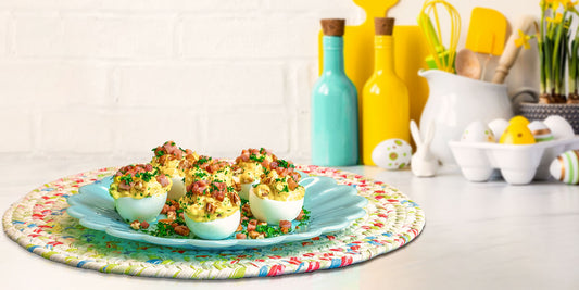 Sweet & Spicy Deviled Eggs with Ham