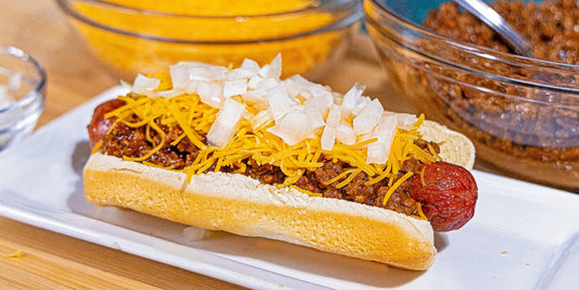 Duplin Chili Cheese Dogs on the grill.